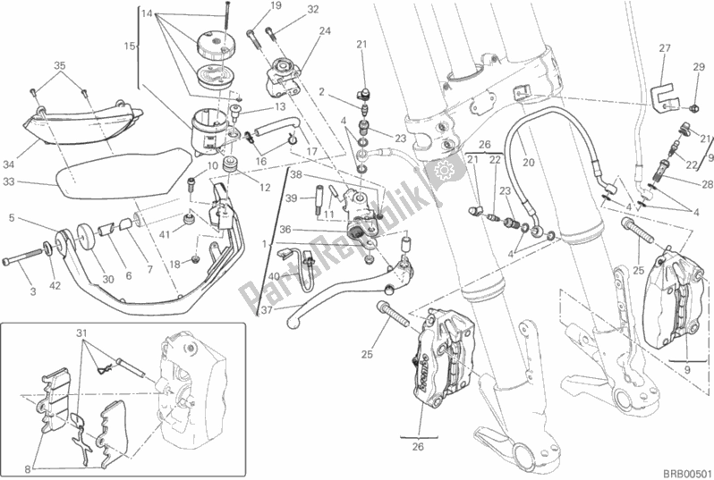 Tutte le parti per il Sistema Frenante Anteriore del Ducati Multistrada 1200 ABS USA 2015